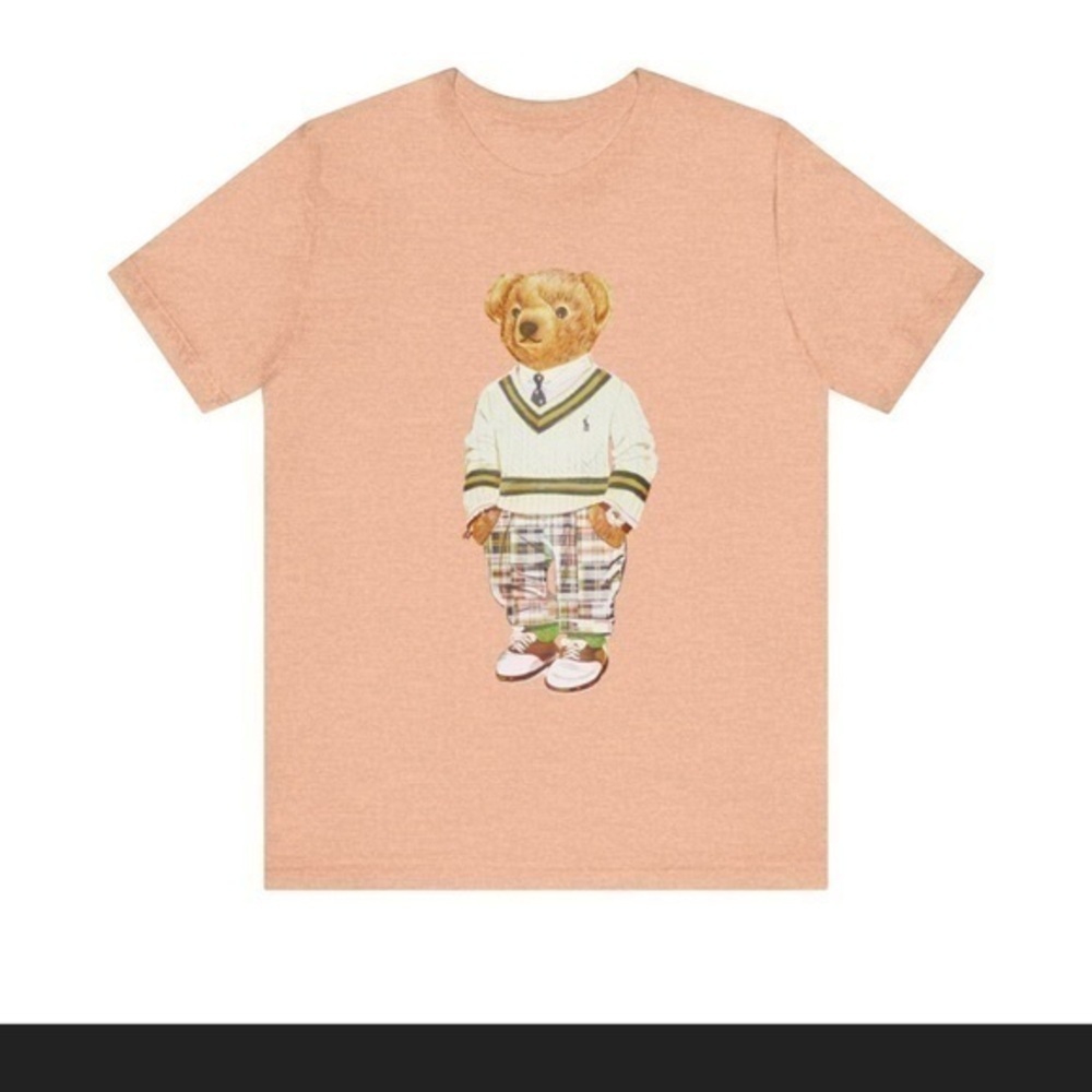 Bella Canvas T-Shirt womens S  Peach Country Club Preppy Polo Bear Crewneck